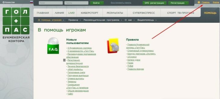 Раздел «Помощь»