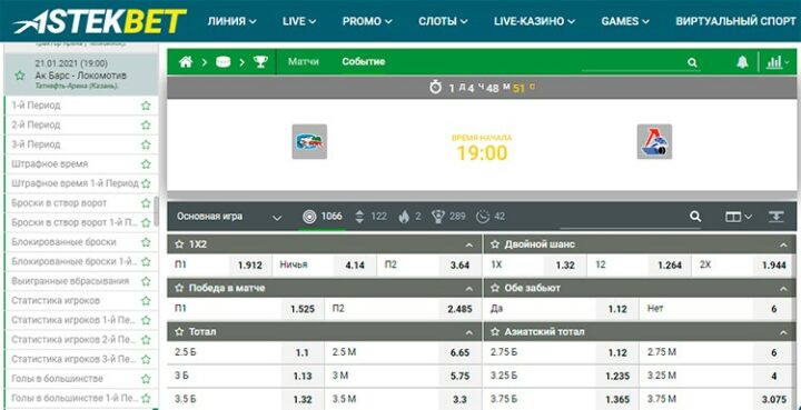 Линия на матч «Ак Барс — Локомотив»
