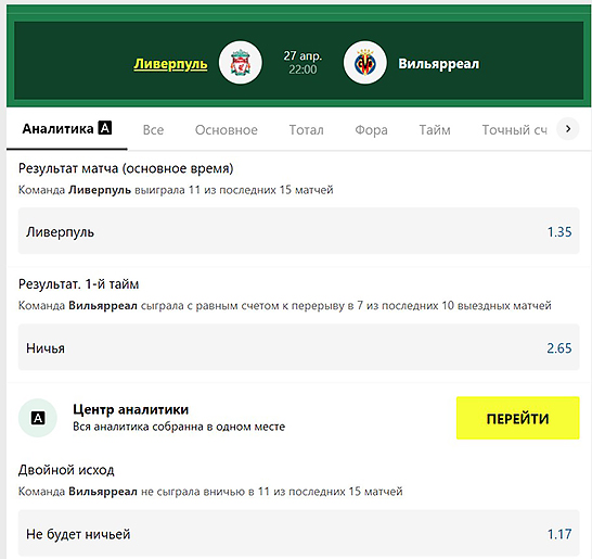 Аналитика в Париматч