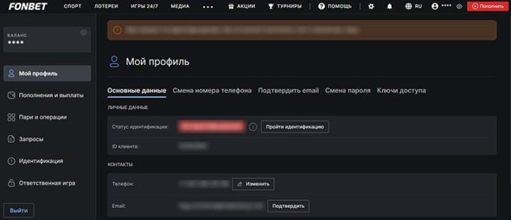 Интерфейс профиля