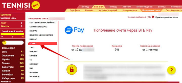 Страница платежей