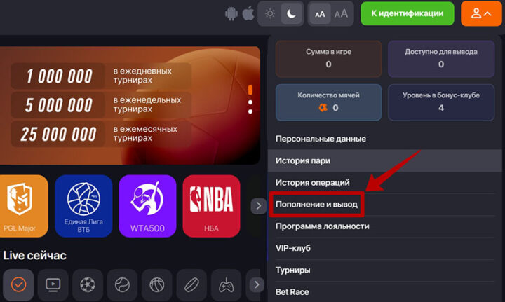 Пополнение