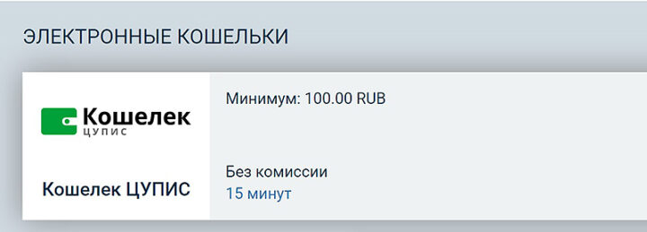 Электронные платежи на счет ЦУПИС