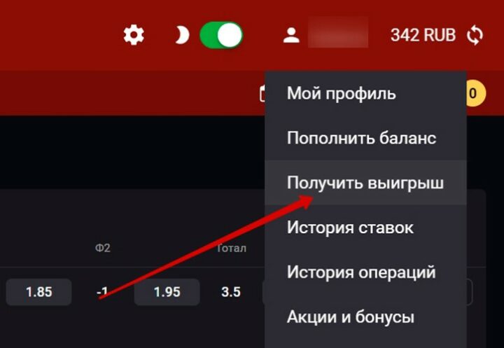 Панель пользователя