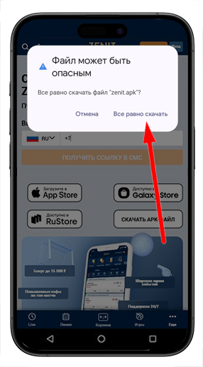 Игнорирование предупреждения