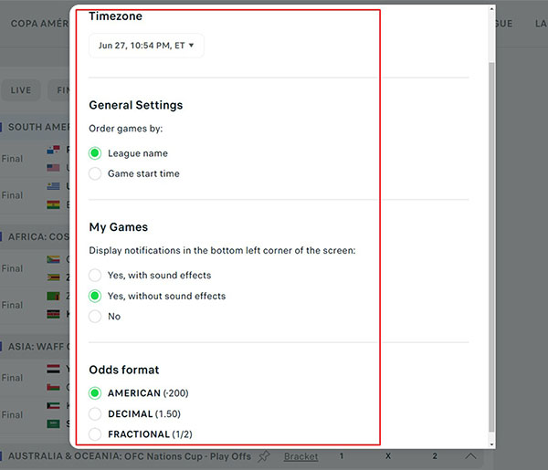 Настройки Флэш Футбол