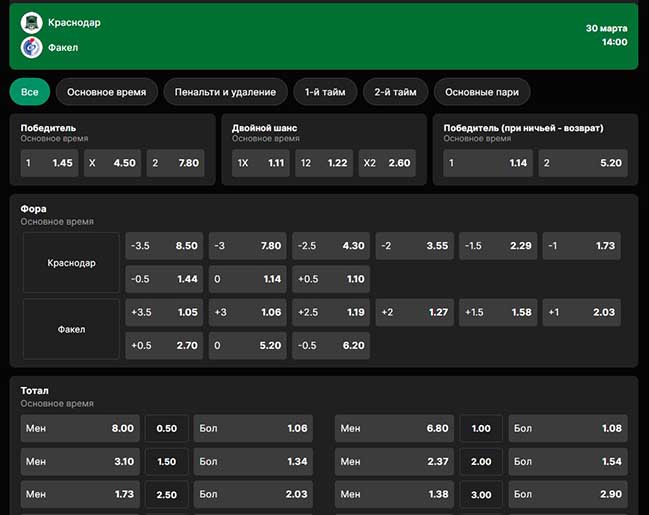 Список исходов