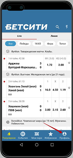 Аккаунт в Бетсити