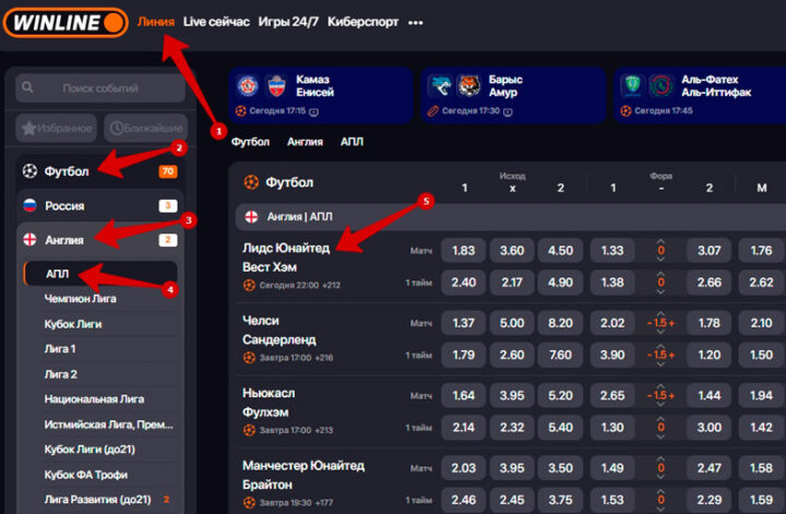 Футбол в Винлайн