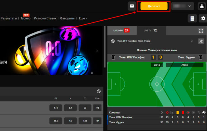 Кнопка для пополнения баланса