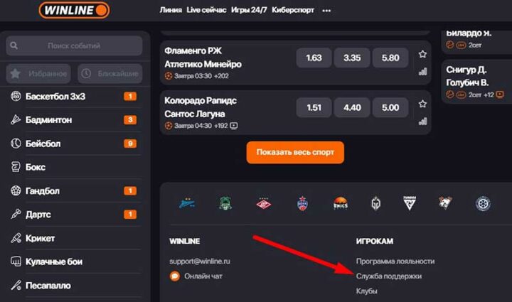 Раздел саппорта