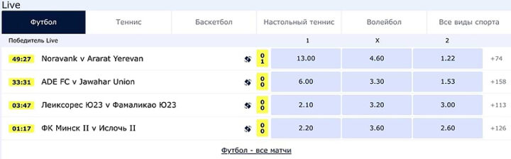 Live-линия БК